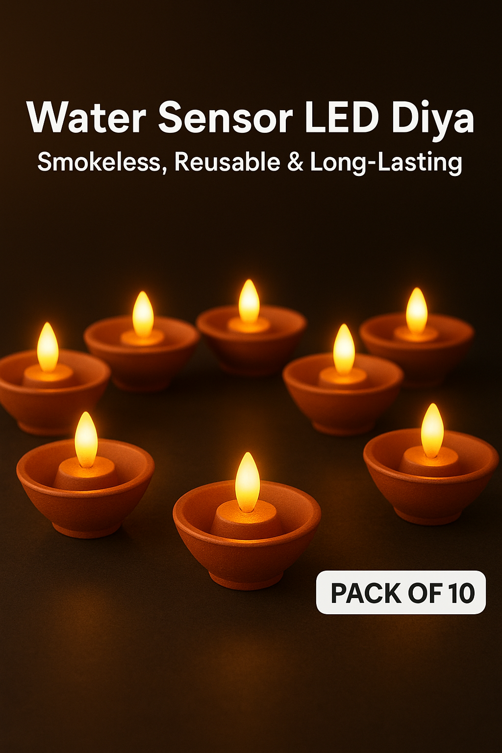 LED Light Water Sensor Diyas β Pack of 10