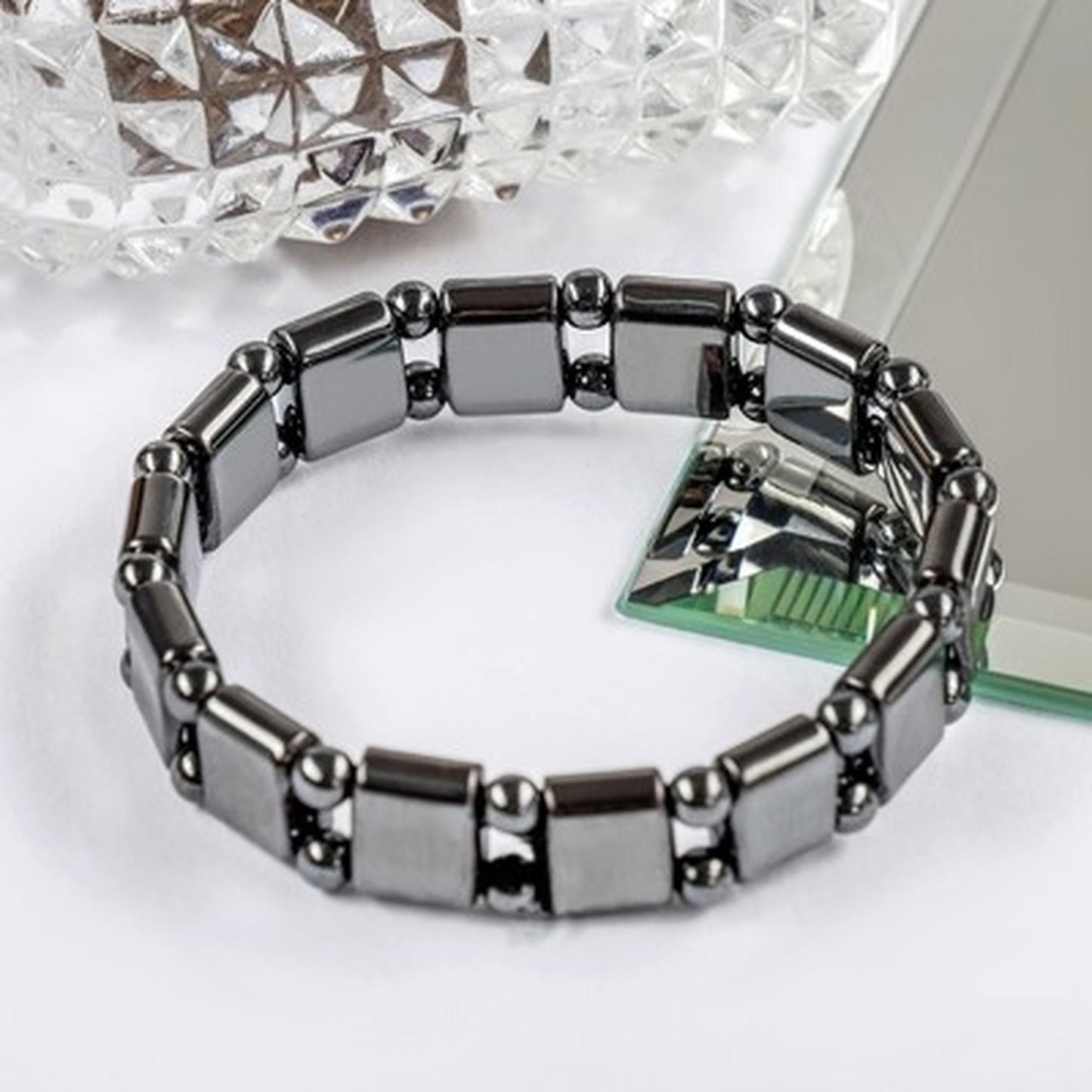 Magnetic Bracelet,Unisex Stylish Magnetic Black Stone Bracelet