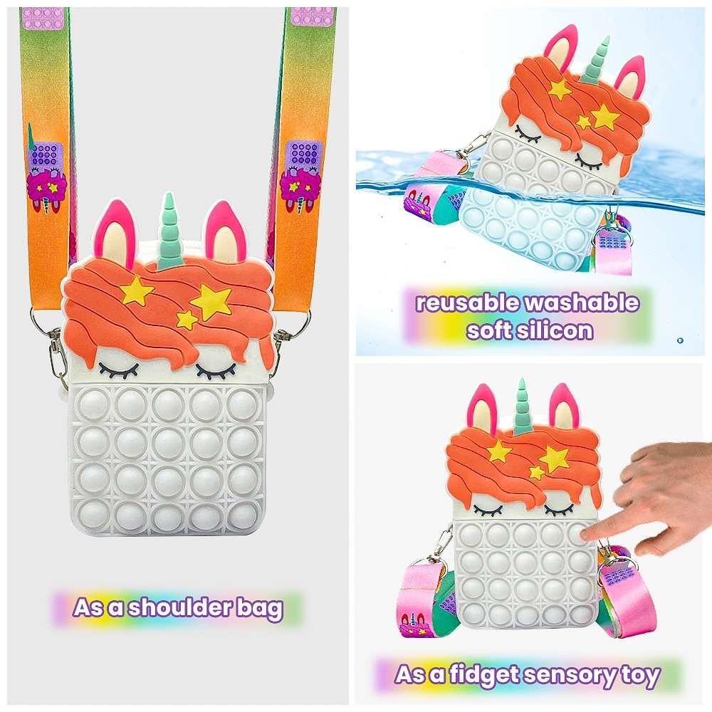 Pop It Bag for Girls Unicorn sling Bags for Girls Kids Sling Bags