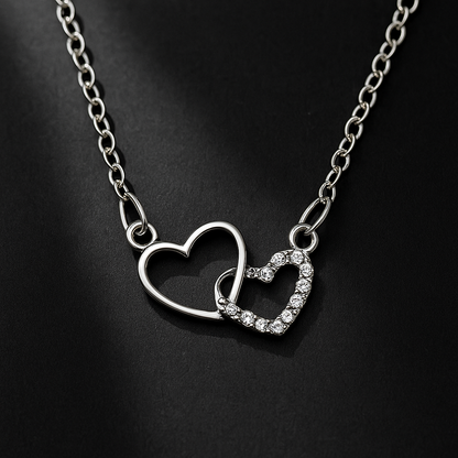 Women's Dual Heart Pendant with Chain Micro Plating