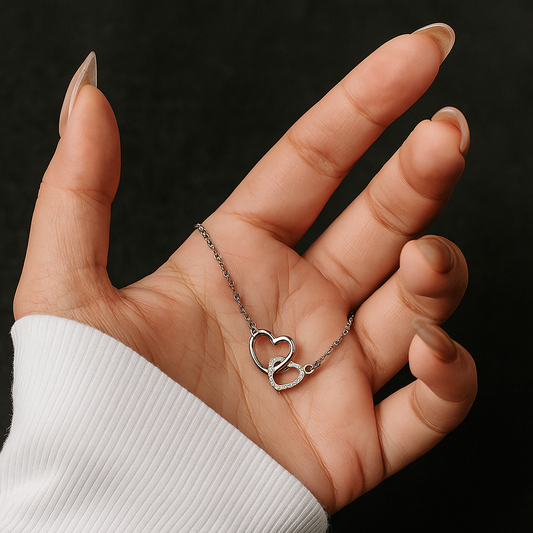 Women's Dual Heart Pendant with Chain Micro Plating