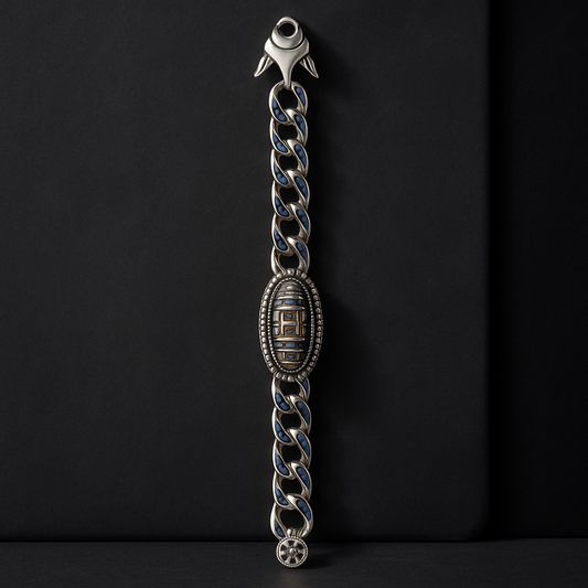 Six-Character Mantra Nine-Eyed Dzi Bead Bracelet