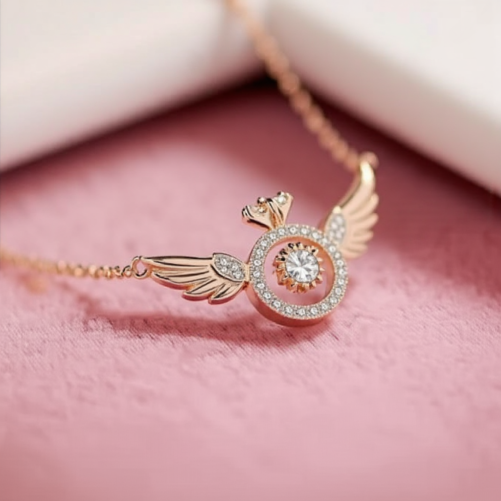 Rose Gold Angel Wings Pendant Chain