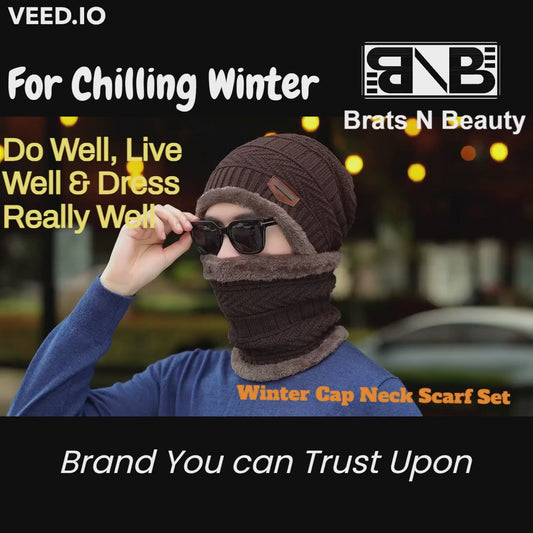 BRATS N BEAUTY® Woolen Winter Beanie & Scarf Set